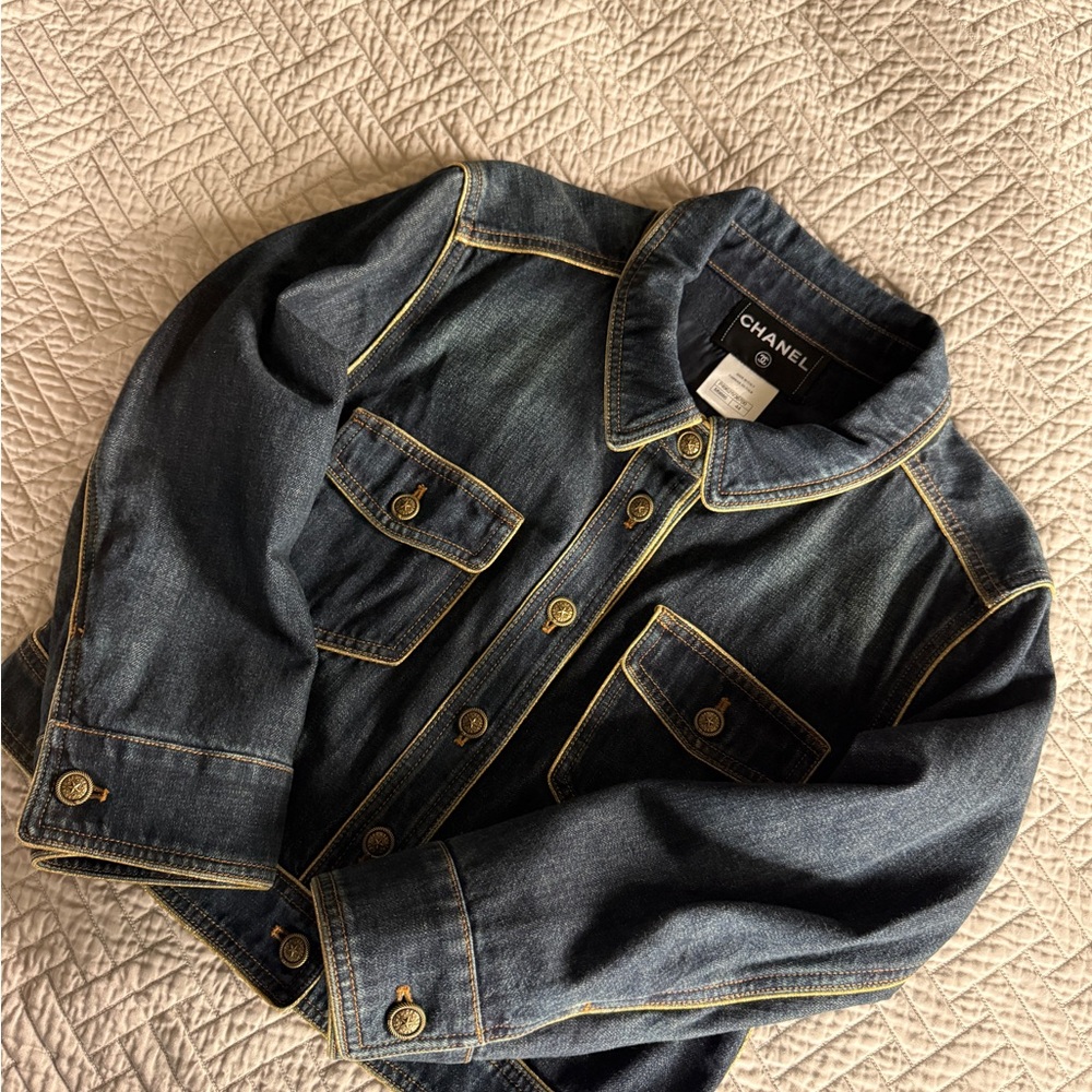 Chanel Paris-Dallas Denim Jacket with Contrast Stitching